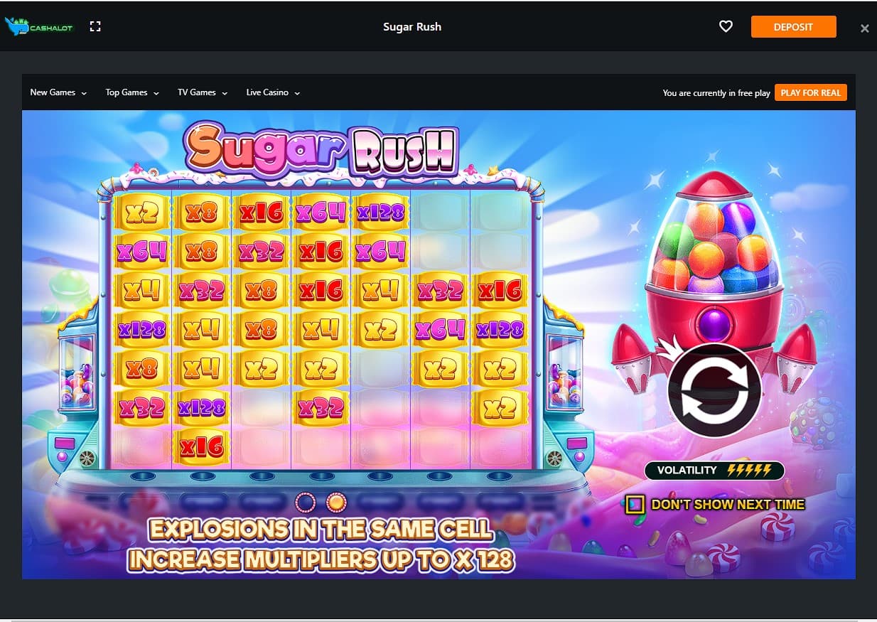  play Sugar Rush Slot Machine at Cashalot Casino