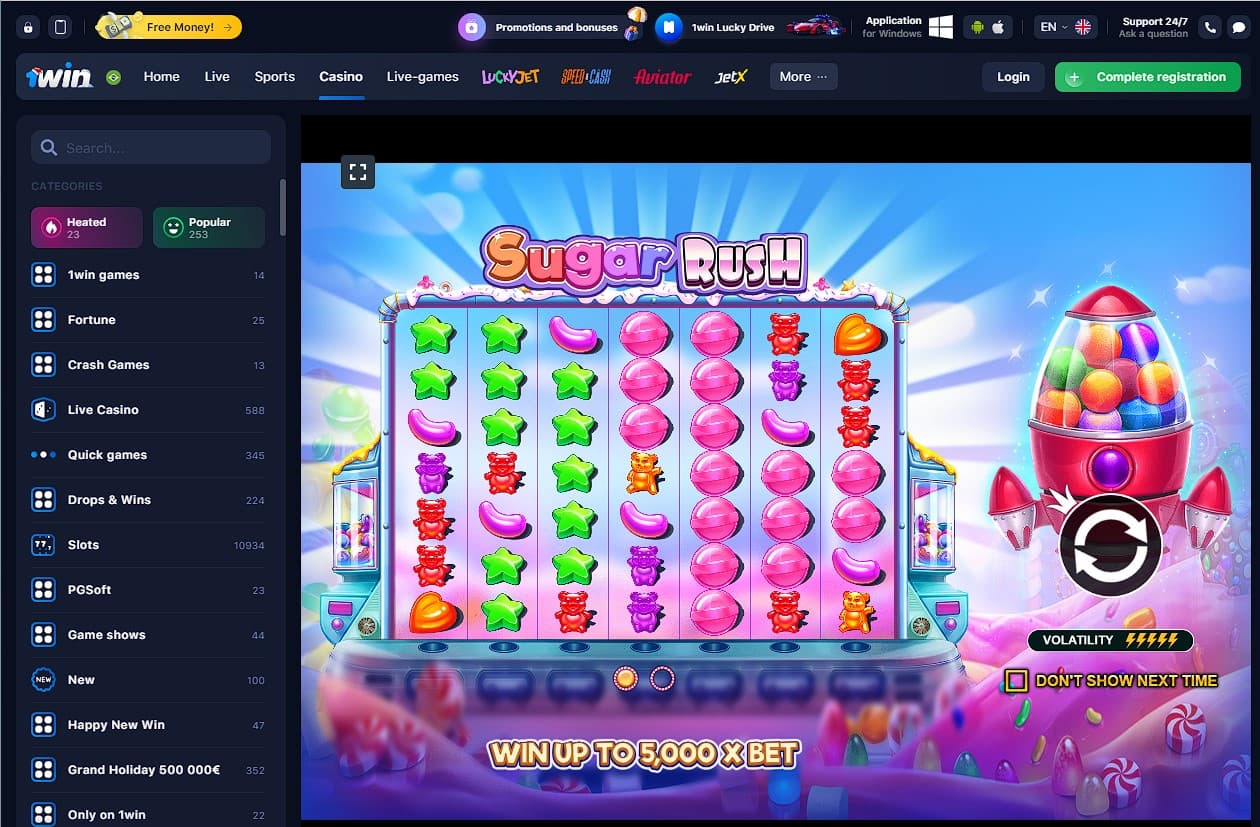 Play Sugar Rush Slot Machine at 1win 