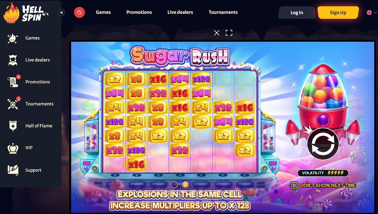 Play Sugar Rush Slot at HellSpin Casino