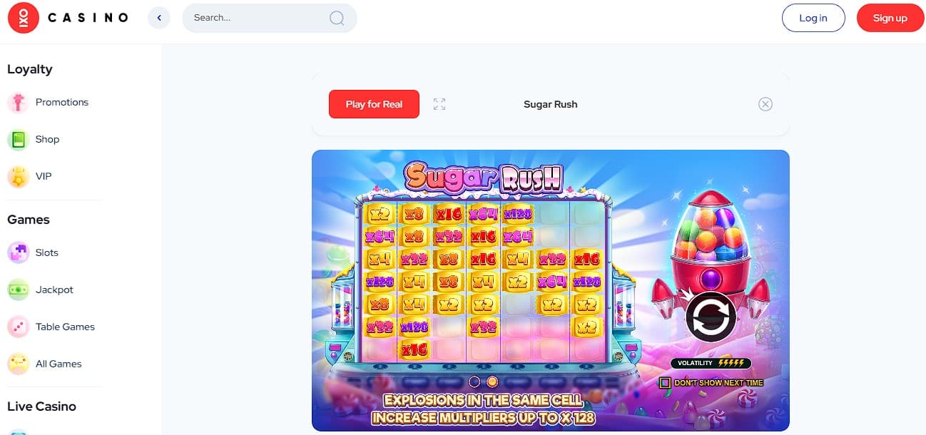 Play Sugar Rush Slot at Oxi casino
