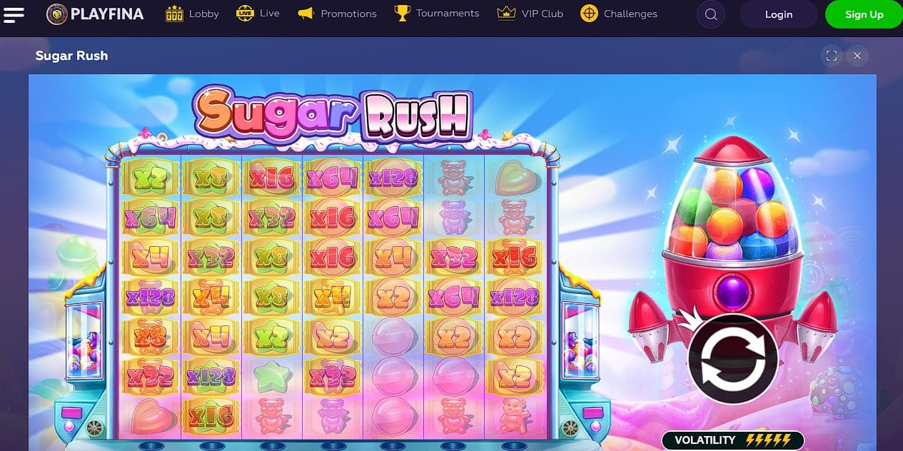 Play Sugar Rush Slot at Playfina Casino