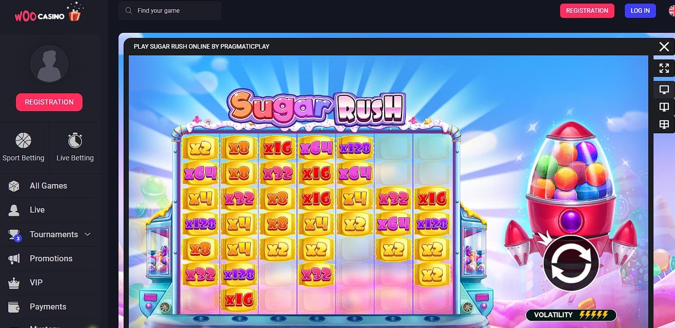 Play Sugar Rush Slot Machine  at WooCasino